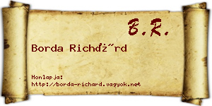 Borda Richárd névjegykártya